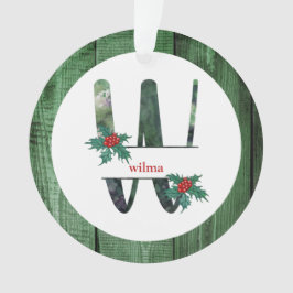 *~* Letter W Rustic Kerstmis FOTO Wood AP44 Ornament