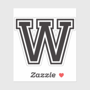 Letter W sportief collegelettertype alfabet Sticker