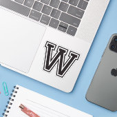 Letter W sportief collegelettertype alfabet Sticker (Laptop met iPhone)