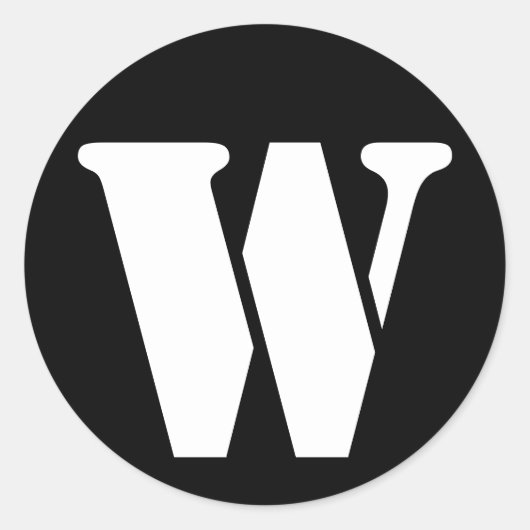Letter W Stencil Alphabet van Janz Black Ronde Sticker (Voorkant)
