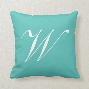 Letter W Turquoise Monogram Pillow Kussen