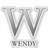 Letter W Two-Tone Silver Grey en Name Sticker (Voorkant)