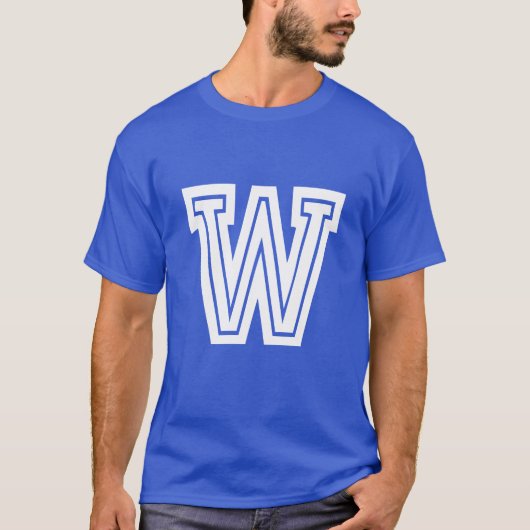 letter W universiteit lettertype school T-shirt (Voorkant)
