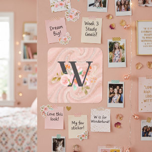 Letter W Vierkante Sticker