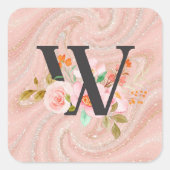 Letter W Vierkante Sticker (Voorkant)