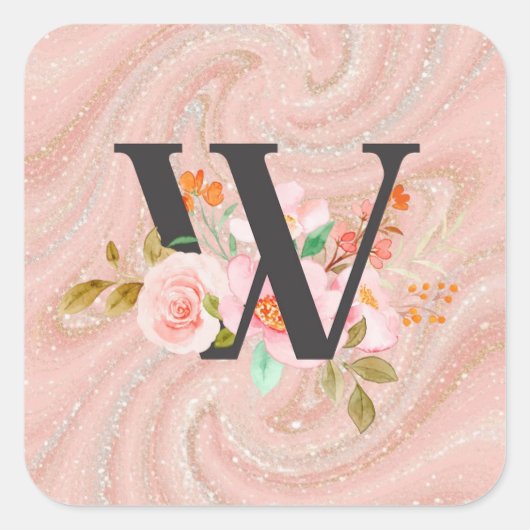 Letter W Vierkante Sticker (Voorkant)