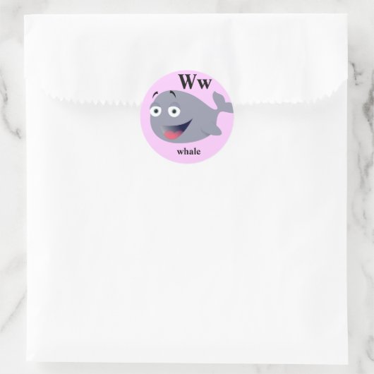 Letter W walvis Stickers (Tas)