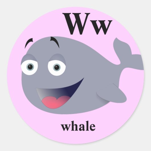 Letter W walvis Stickers (Voorkant)