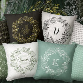 Letter W Warm Gold Botanical Monogram Kussen