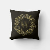 Letter W Warm Gouden Botanische Monogram Kussen (Voorkant)