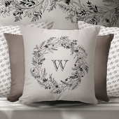 Letter W Warm Gouden Botanische Monogram Kussen