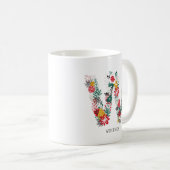 letter W | Whimsical Floral Letter Monogram I Mok (Voorkant rechts)