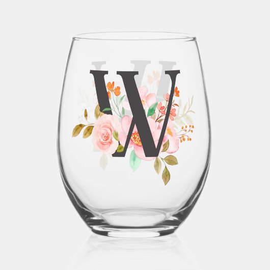 Letter W Wijnglas Zonder Voet (Voorkant)