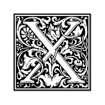 Letter X art nouveau black en white Tegel