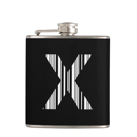 LETTER X BAR CODE Eerste Initiaal Barcodepatroon Heupfles (Voorkant)