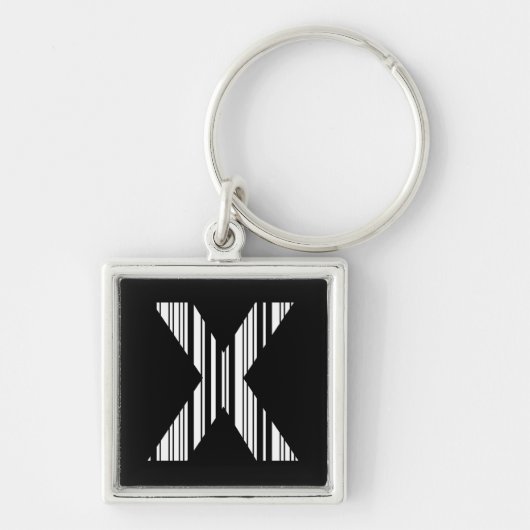 LETTER X BAR CODE Eerste Initiaal Barcodepatroon Sleutelhanger (Voorkant)