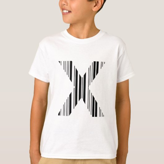 LETTER X BAR CODE Eerste Initiaal Barcodepatroon T-shirt (Voorkant)