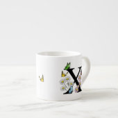 Letter X Bloem Vlinder Monogram Initiaal Espresso Kop (Voorkant rechts)