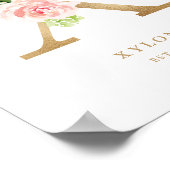 Letter X Blush Floral Monogram Gold Foil Nursery Poster (Hoek)