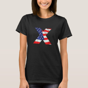 Letter X Capital Alphabet Usa American Flag Monogr T-shirt