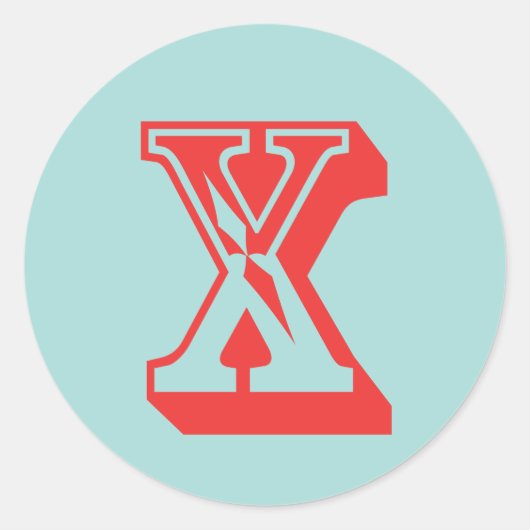 Letter X carnaval stijl monogram initiaal Ronde Sticker (Voorkant)