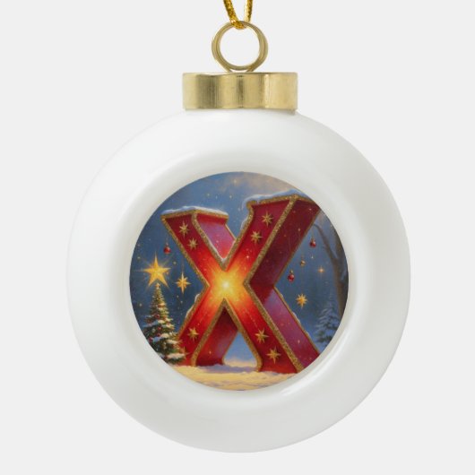 Letter X Christmas Xmas Personalized Initial Keramische Bal Ornament (Voorkant)