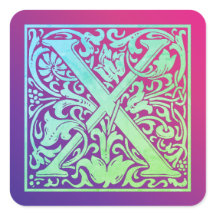 Letter X Colorful  First Letter Gradient