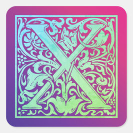 Letter X Colorful  First Letter Gradient Vierkante Sticker