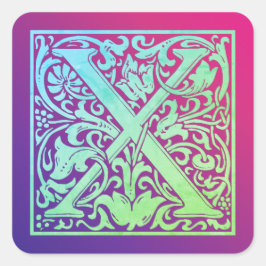 Letter X Colorful  First Letter Gradient Vierkante Sticker