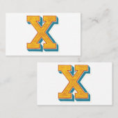 Letter "X" Elegant geborduurd Visitekaartje (Voorkant / Achterkant)