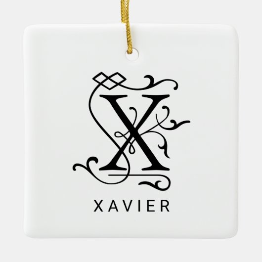 Letter X Elegant Monogram Kerst Ornament (Voorkant)