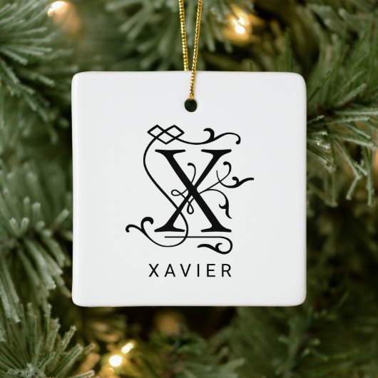 Letter X Elegante Monogram Kerstbal Keramisch Ornament (Boom)