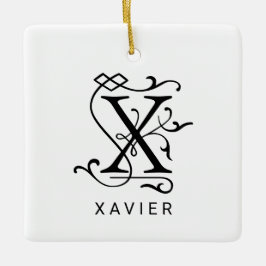 Letter X Elegante Monogram Kerstbal Keramisch Ornament