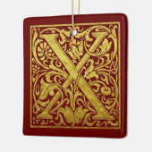 Letter X First Letter Faux Gold Red Keramisch Ornament (Links)