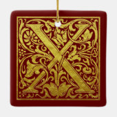 Letter X First Letter Faux Gold Red Keramisch Ornament (Achterkant)