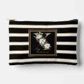 Letter X Floral Monogram Zwart Wit Goud Strepen Etui (Voorkant)