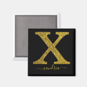 Letter X Gold Glitter Magneet (Voorkant / Achterkant)