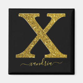 Letter X Gold Glitter Magneet