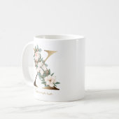 Letter X Gold Monogram Wit Blush Sinaasappel Bloem Koffiemok (Voorkant links)