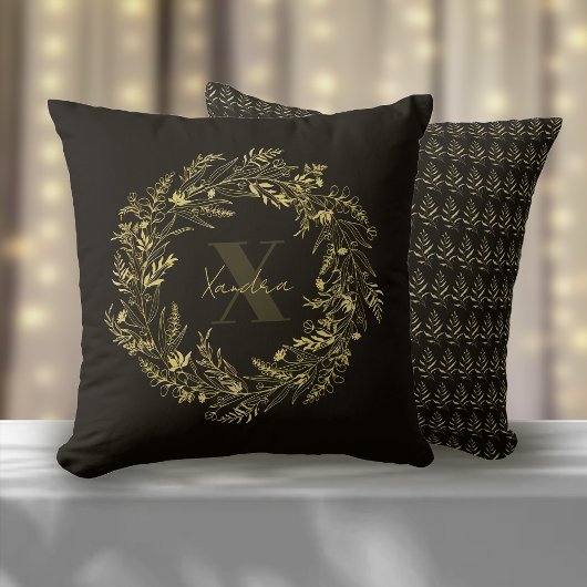 Letter X Goudblad Monogram Kussen