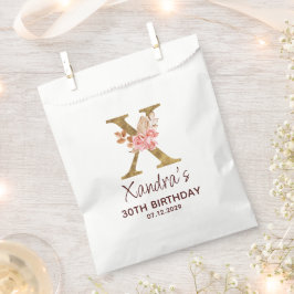 Letter X Gouden Monogram Roze Rozen Bedankzakje