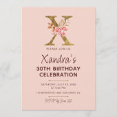 Letter X Gouden Monogram Roze Rozen Kaart (Voorkant)
