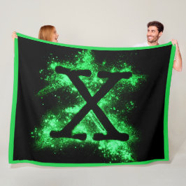 Letter X Groen Hoofdstedelijk Alfabet Fleece Deken