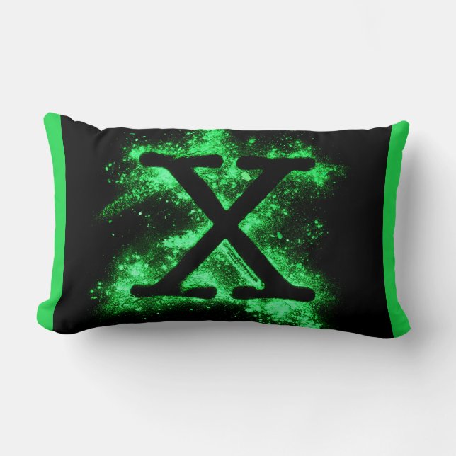Letter X Groen Hoofdstedelijk Alfabet Kussen (Voorkant)