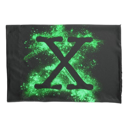 Letter X Groen Hoofdstedelijk Alfabet Kussensloop (Voorkant)