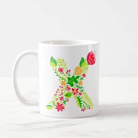 Letter X in Flowers Coffee Mok (Links)