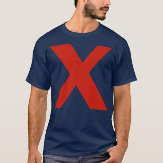 Letter x in rode tekst Minimale typografie T-shirt