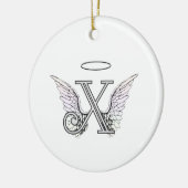 Letter X Initiaal Monogram met Angel Wings & Halo Keramisch Ornament (Links)