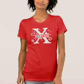 Letter X kerstmonogram Initiaal Naam Rood T-shirt (Voorkant)
