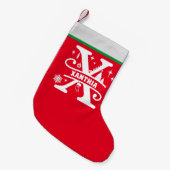 Letter X kerstmonogram Initiaal Naam Rood wit Kleine Kerstsok (Voorkant (Hangend))